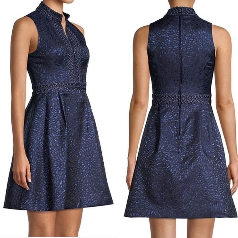 Lilly Pulitzer Franci Dress in True Navy Metallic Jacquard Size 8 - Picture 3 of 16
